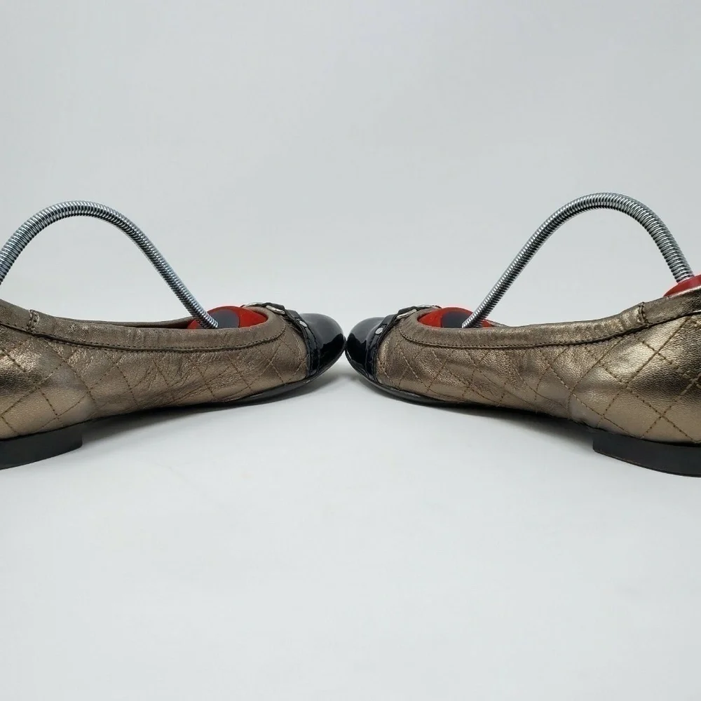 AGL Ballet Flats quilted Leather Patent Cap Toe